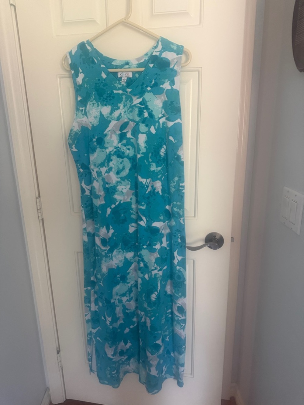 Ellen Tracy Teal Floral Maxi Dress